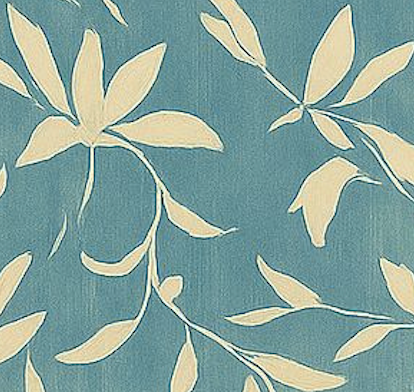 Pattern of beige leaves on a blue background