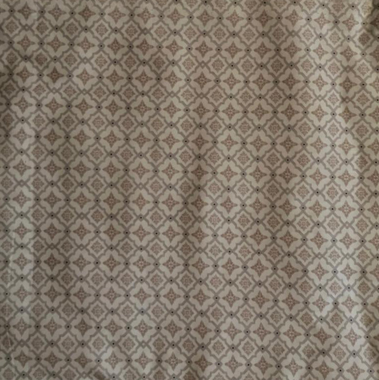 Cream and Taupe Ornate Tile Digital Print Cotton Fabric