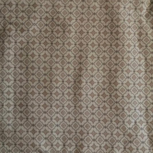 Cream and Taupe Ornate Tile Digital Print Cotton Fabric