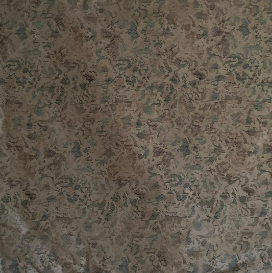 Folded Multi-Tone Abstract Digital Print Cotton Fabric, showing a fragmented pattern, ideal for sustainable men's shirts, dresses, and modern home decor.