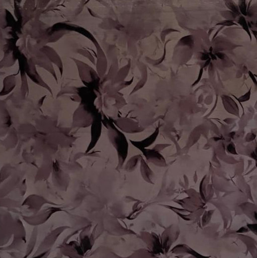 Folded Lilac and Purple Layered Floral Digital Print Cotton Fabric, showing intricate blossoms, ideal for sustainable dresses, men's shirts, and elegant home decor.